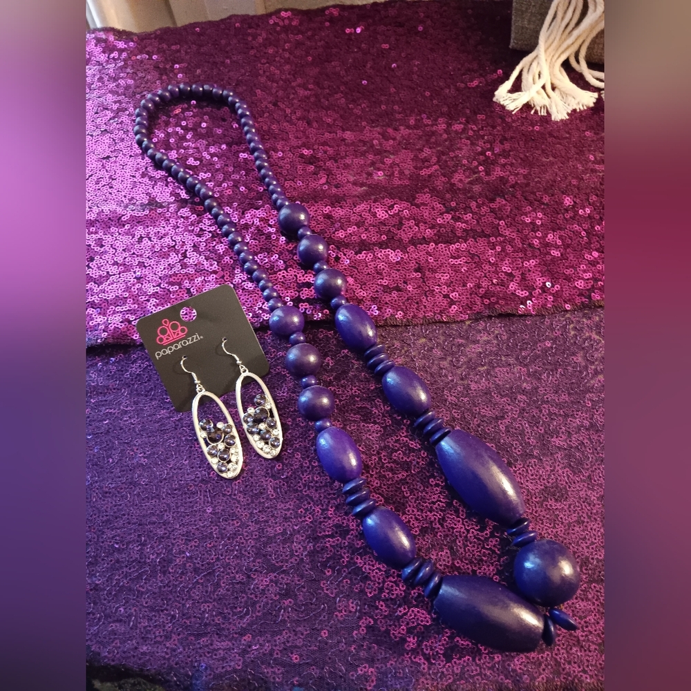 Paparazzi Purple Beaded Necklace and Earring Set